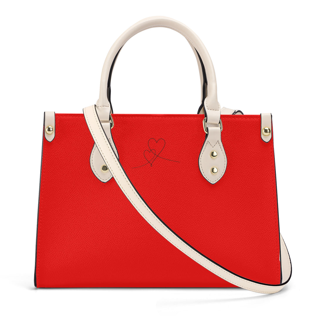Ti Amo I love you - Exclusive Brand - Red - Luxury Womens PU Tote Bag - Cream Straps