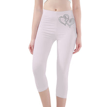 Load image into Gallery viewer, Ti Amo I love you - Exclusive Brand - Prim - Double White Heart - Womens / Teen Girls / Womens Plus Size - Capri Yoga Leggings - Sizes XS-3XL
