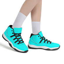 Load image into Gallery viewer, Ti Amo I love you - Exclusive Brand  - Aqua / Cyan - Skeleton Hands with Heart -  High Top Air Retro Sneakers - Black.Laces
