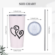 Load image into Gallery viewer, Ti Amo I love you - Exclusive Brand - Prim - Double Black Heart - 20oz Stainless Steel Straw Lid Cup
