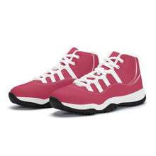 Load image into Gallery viewer, Ti Amo I love you - Exclusive Brand - Viva Magenta - Mens / Womens - Double White Heart - High Top Air Retro Sneakers - White Laces
