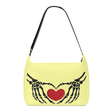 Load image into Gallery viewer, Ti Amo I love you - Exclusive Brand - Crayola Lemon Yellow - Skeleton Heart Hands  -  Journey Computer Shoulder Bag
