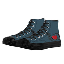 Load image into Gallery viewer, Ti Amo I love you - Exclusive Brand - Fiord - Skeleton Hands with Heart - High Top Canvas Shoes - Black  Soles
