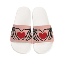 Load image into Gallery viewer, Ti Amo I love you - Exclusive Brand - Wax Flower - Skeleton Hands with Heart -  Slide Sandals - White Soles
