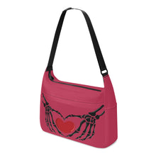 Load image into Gallery viewer, Ti Amo I love you - Exclusive Brand - Viva Magenta - Skeleton Heart Hands -  Journey Computer Shoulder Bag
