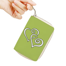 Load image into Gallery viewer, Ti Amo I love you - Exclusive Brand - Celery - Double White Heart - PU Leather -  Zipper Card Holder
