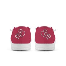 Load image into Gallery viewer, Ti Amo I love you - Exclusive Brand - Viva Magenta - Double White Heart - Canvas Loafers Slip On
