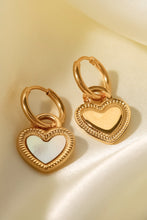 Load image into Gallery viewer, Inlaid Shell Heart Drop Earrings Ti Amo I love you
