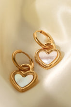 Load image into Gallery viewer, Inlaid Shell Heart Drop Earrings Ti Amo I love you
