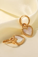 Load image into Gallery viewer, Inlaid Shell Heart Drop Earrings Ti Amo I love you
