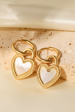 Load image into Gallery viewer, Inlaid Shell Heart Drop Earrings Ti Amo I love you
