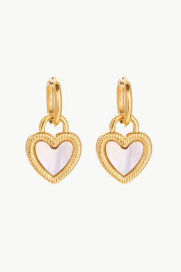 Inlaid Shell Heart Drop Earrings Ti Amo I love you