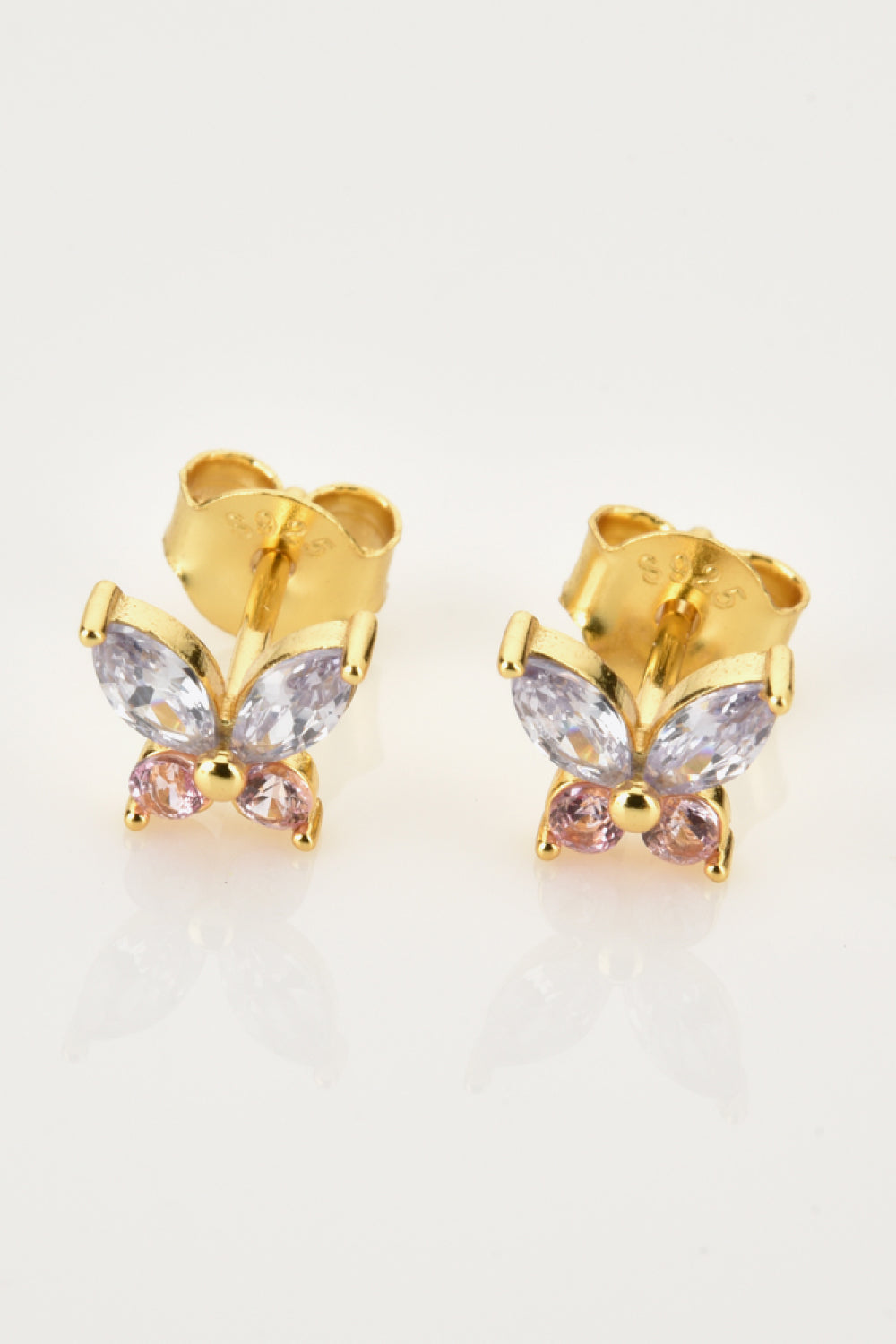 Inlaid Zircon Butterfly-Shaped Stud Earrings Ti Amo I love you