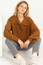 Load image into Gallery viewer, Instant Winner Wide Collar Button Front Sweater - Only Size L Left Ti Amo I love you
