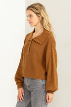 Load image into Gallery viewer, Instant Winner Wide Collar Button Front Sweater - Only Size L Left Ti Amo I love you
