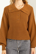 Load image into Gallery viewer, Instant Winner Wide Collar Button Front Sweater - Only Size L Left Ti Amo I love you
