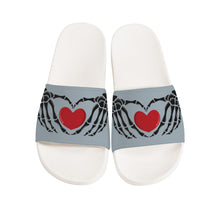 Load image into Gallery viewer, Ti Amo I love you - Exclusive Brand - Hit Gray - Skeleton Hands with Heart -  Slide Sandals - White Soles
