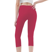 Load image into Gallery viewer, Ti Amo I love you -Exclusive Brand - Viva Magenta - Double White Heart - Womens / Teen Girls / Womens Plus Size - Capri Yoga Leggings - Sizes XS-3XL
