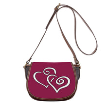 Load image into Gallery viewer, Ti Amo I love you - Exclusive Brand - Berry - Double White Heart - Saddle Bag
