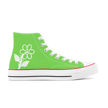 Load image into Gallery viewer, Ti Amo I love you - Exclusive Brand - Pastel Green - White Daisy - High Top Canvas Shoes - White  Soles
