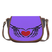 Load image into Gallery viewer, Ti Amo I love you - Exclusive Brand - Heliotrope 3 - Skeleton Hands with Heart - Saddle Bag
