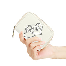 Load image into Gallery viewer, Ti Amo I love you - Exclusive Brand - Ivory - Double White Heart - PU Leather - Zipper Card Holder
