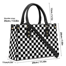 Load image into Gallery viewer, Ti Amo I love you - Exclusive Brand - Black &amp; White Checkered Pattern -  Luxury Womens PU Tote Bag - Black Straps
