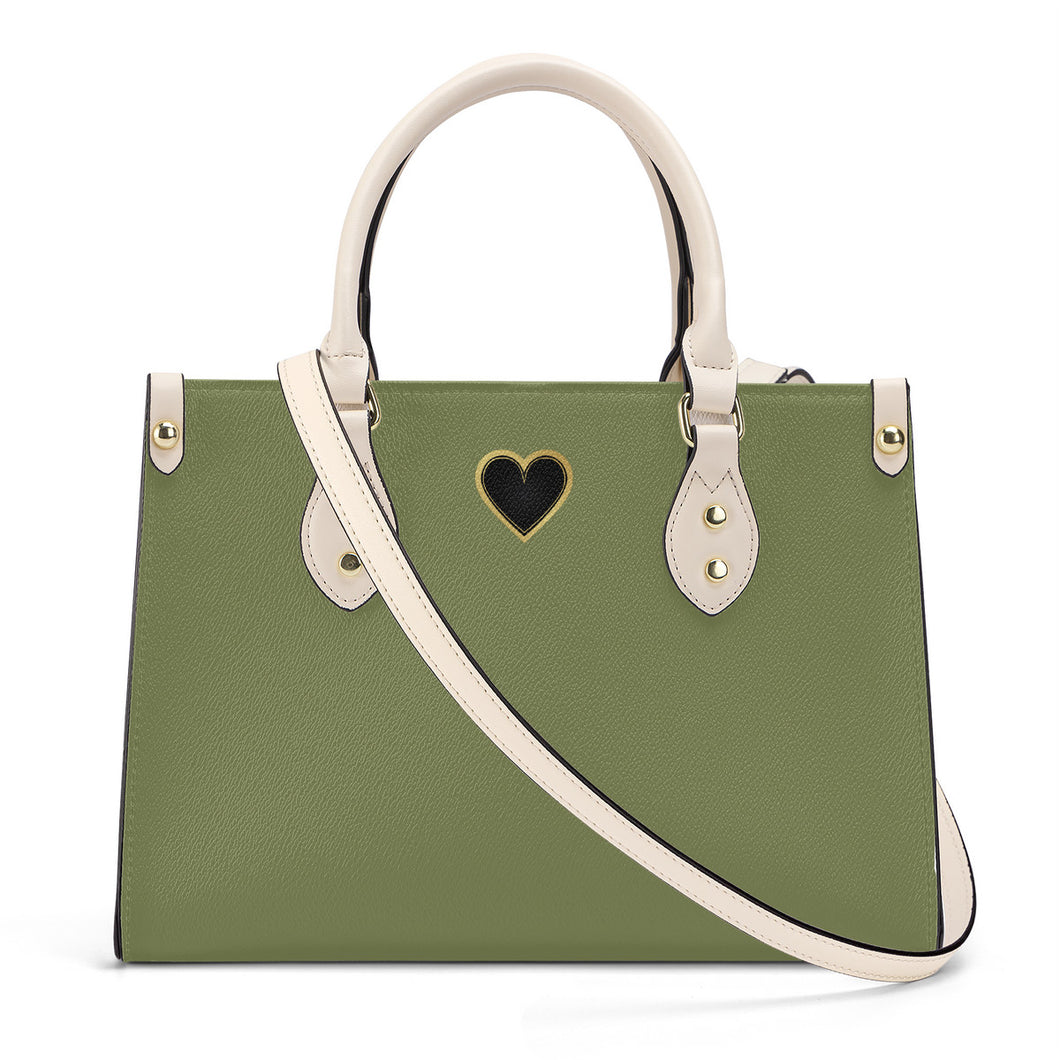 Ti Amo I love you - Exclusive Brand - Hazel Green - Luxury Womens PU Tote Bag - Cream Straps