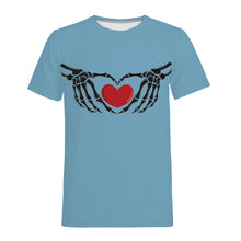 Load image into Gallery viewer, Ti Amo I love you - Exclusive Brand - Glacier - Skeleton Hands with Heart - Men&#39;s T-Shirt - Sizes XS-4XL
