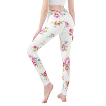 Load image into Gallery viewer, Ti Amo I love you - Exclusive Brand  - White Floral -  Yoga Leggings
