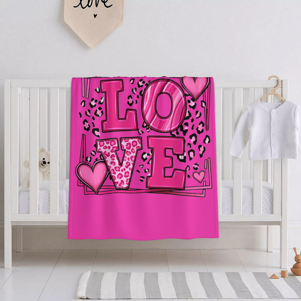 Ti Amo I love you - Exclusive Brand - Hot Pink - Leopard Hearts - Baby Soft Blanket