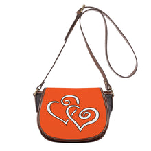 Load image into Gallery viewer, Ti Amo I love you - Exclusive Brand - Orange - Double White Heart - Saddle Bag
