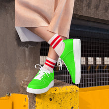 Load image into Gallery viewer, Ti Amo I love you - Exclusive Brand - Florescent Green - Skeleton Hands with Heart - Low Top Unisex Sneakers
