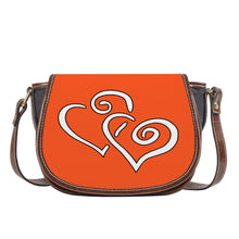 Load image into Gallery viewer, Ti Amo I love you - Exclusive Brand - Orange - Double White Heart - Saddle Bag
