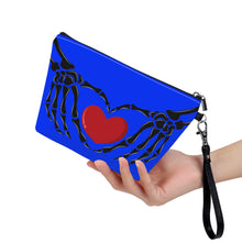 Load image into Gallery viewer, Ti Amo I love you - Exclusive Brand  - Blue Blue Eyes - Skeleton Hands with Heart - Sling Cosmetic Bag
