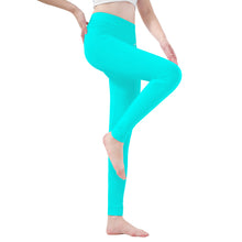 Load image into Gallery viewer, Ti Amo I love you - Exclusive Brand - Aqua / Cyan -  White Daisy -  Yoga Leggings
