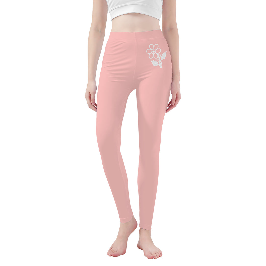 Ti Amo I love you - Exclusive Brand  - Your Pink - White Daisy -  Yoga Leggings