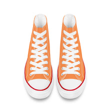 Load image into Gallery viewer, Ti Amo I love you - Exclusive Brand - Coral - White Daisy - High Top Canvas Shoes - White  Soles
