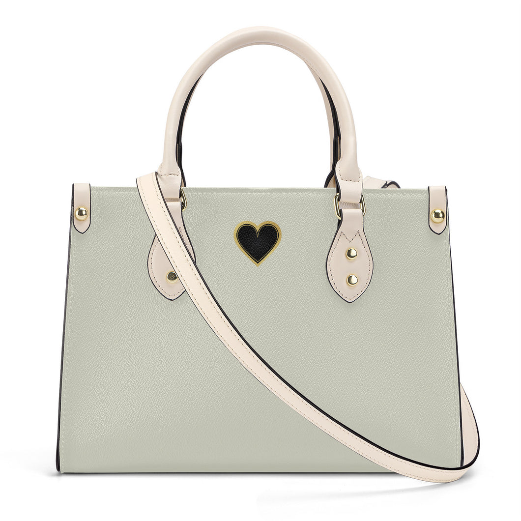 Ti Amo I love you - Exclusive Brand - Satin Linen - Luxury Womens PU Tote Bag - Cream Straps