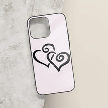 Load image into Gallery viewer, Ti Amo I love you - Exclusive Brand - Prim -Double Black Heart -  iPhone 14 Glass Case (3 cameras)
