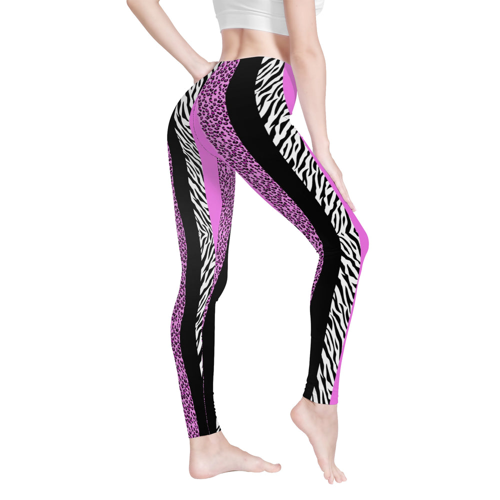Ti Amo I love you - Exclusive Brand - Lavender Magenta & Zebra Sripes -  Yoga Leggings