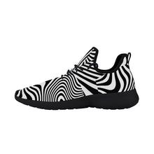 Load image into Gallery viewer, Ti Amo I love you - Exclusive Brand -  Black &amp; White Wavy Lines- Lightweight Mesh Knit Sneakers - Black Soles
