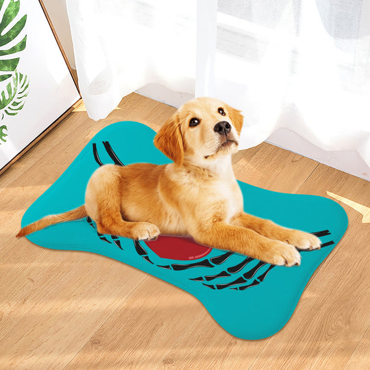 Ti Amo I love you - Exclusive Brand - Vivid Cyan (Robin's Egg Blue) - Skeleton Hands with Heart  - Big Paws Pet Rug