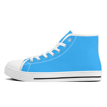 Load image into Gallery viewer, Ti Amo I love you - Exclusive Brand - Medium Cyan Blue -  High-Top Canvas Shoes - White Soles
