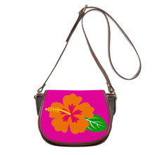 Load image into Gallery viewer, Ti Amo I love you - Exclusive Brand - Hollywood Cerise  - Hawaiian Flower - - Saddle Bag
