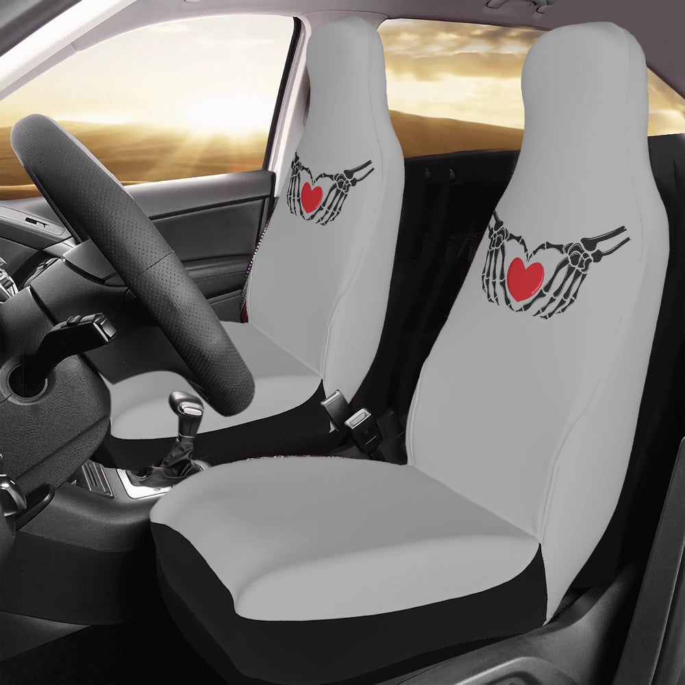 Ti Amo I love you - Exclusive Brand - Silver Chalice - Skeleton Hands with Hearts  - New Car Seat Covers (Double)