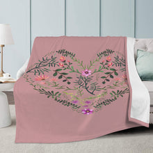 Load image into Gallery viewer, Ti Amo I love you - Exclusive Brand - Oriental Pink -  Floral Heart - Micro Fleece Blankets
