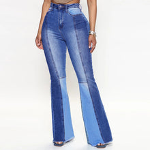 Load image into Gallery viewer, Jeans Women Stretch High Waist Dual Color Patchwork Trousers Ti Amo I love you
