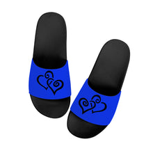 Load image into Gallery viewer, Ti Amo I love you - Exclusive Brand -  Blue Blue Eyes - Double Black Heart -  Slide Sandals - Black Soles
