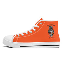 Load image into Gallery viewer, Ti Amo I love you - Exclusive Brand - Orange - Mama Skeleton - CREEP IT REAL - High-Top Canvas Shoes - White Soles
